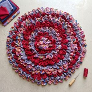 The Srijan Crimson Bloom Patchwork Door Mat